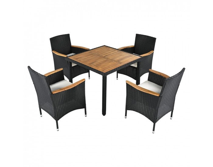 Záhradný nábytok z umelého ratanu Bogart - čierna / krémová / prírodná