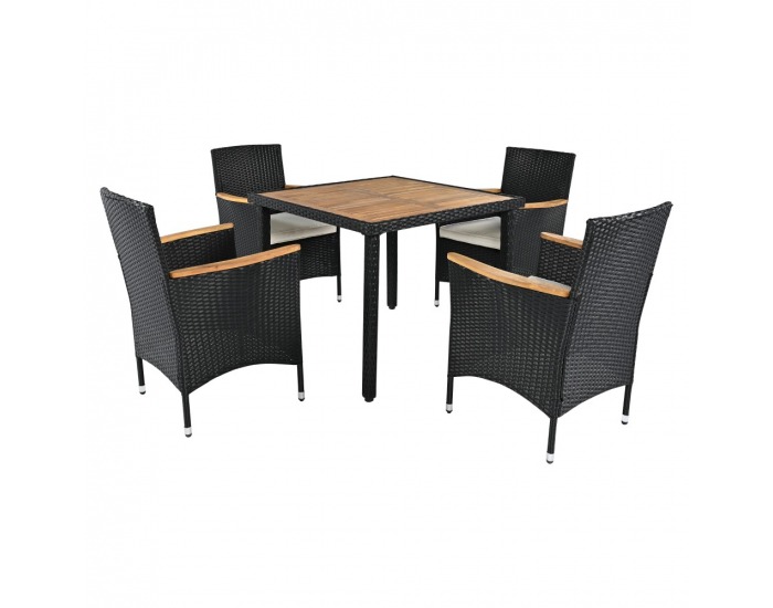 Záhradný nábytok z umelého ratanu Bogart - čierna / krémová / prírodná