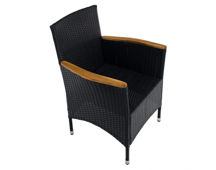 Záhradný nábytok z umelého ratanu Bogart - čierna / krémová / prírodná