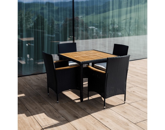 Záhradný nábytok z umelého ratanu Bogart - čierna / krémová / prírodná