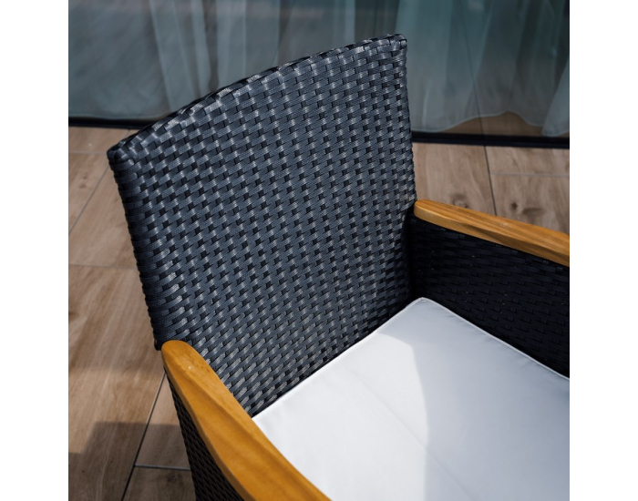 Záhradný nábytok z umelého ratanu Bogart - čierna / krémová / prírodná