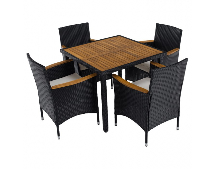 Záhradný nábytok z umelého ratanu Bogart - čierna / krémová / prírodná