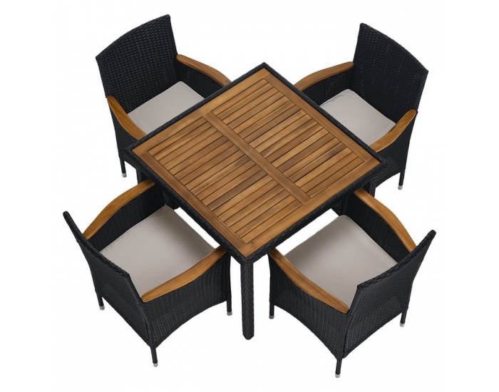 Záhradný nábytok z umelého ratanu Bogart - čierna / krémová / prírodná