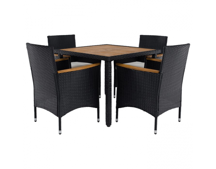 Záhradný nábytok z umelého ratanu Bogart - čierna / krémová / prírodná