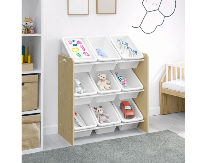 Organizér na hračky Bois - prírodná / biela