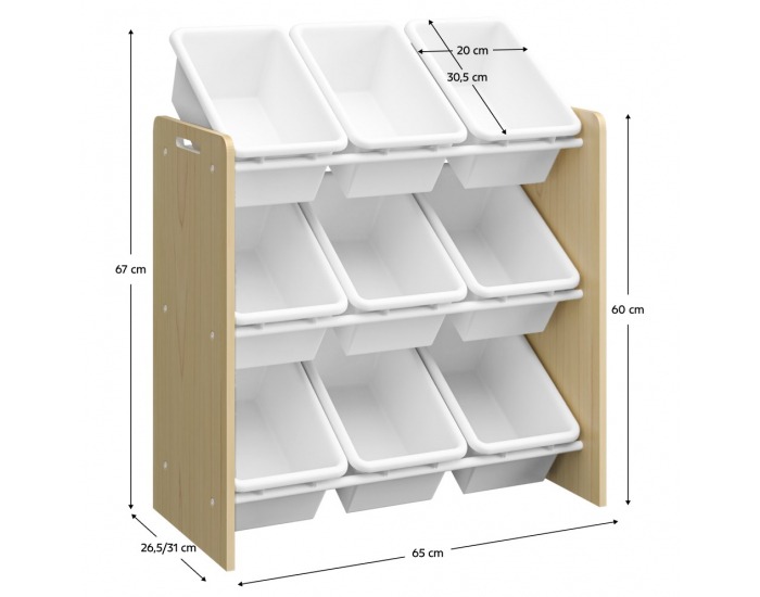 Organizér na hračky Bois - prírodná / biela