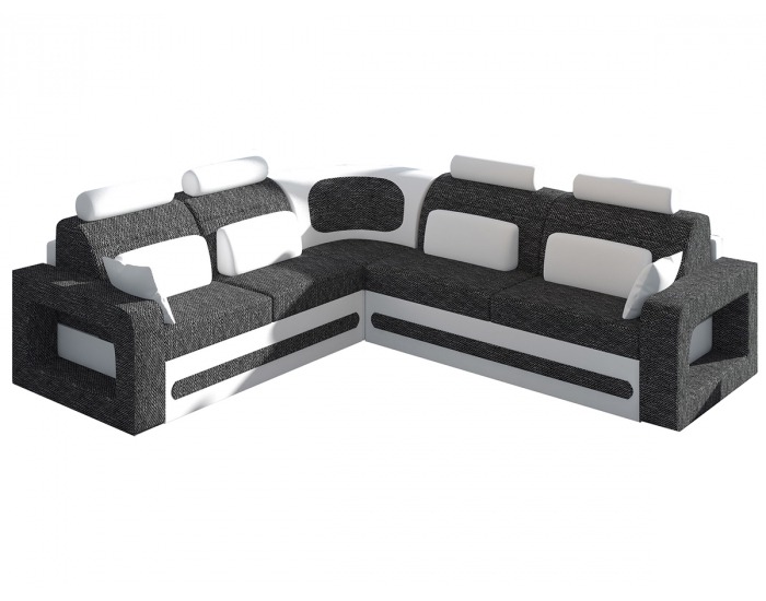 Rohová sedačka s rozkladom a úložným priestorom Bolzano L - čierna (Berlin 02) / biela (Soft 17)