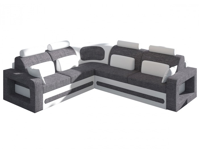Rohová sedačka s rozkladom a úložným priestorom Bolzano L - sivá (Sawana 05) / biela (Soft 17)