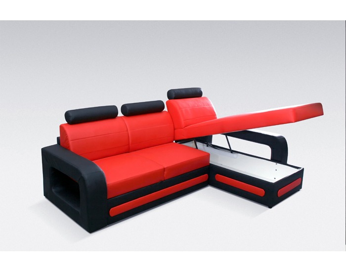 Rohová sedačka s rozkladom Bolzano Mini L - červená / čierna