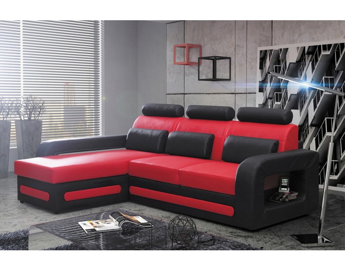 Rohová sedačka s rozkladom Bolzano Mini L - červená / čierna