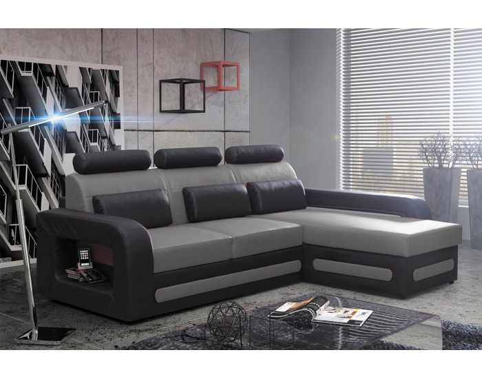 Rohová sedačka s rozkladom Bolzano Mini P - sivá / čierna