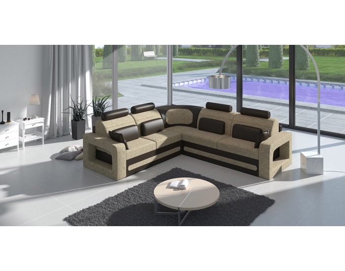 Rohová sedačka s rozkladom a úložným priestorom Bolzano P - cappuccino / tmavohnedá