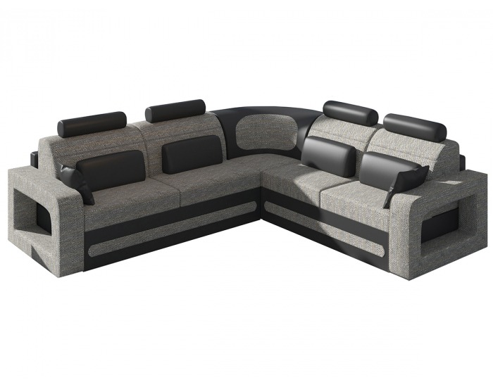 Rohová sedačka s rozkladom a úložným priestorom Bolzano P - sivá (Berlin 01) / čierna (Soft 11)