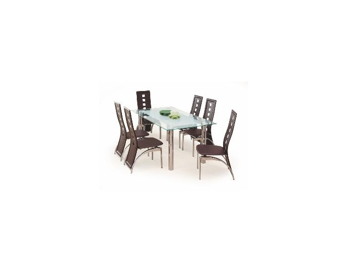 Sklenený jedálenský stôl Bond - mliečne sklo / chróm