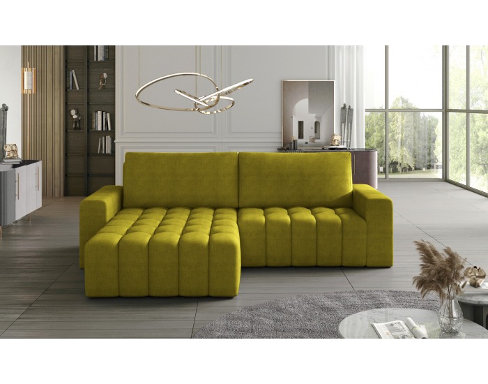 Rohová sedačka s rozkladom a úložným priestorom Bonta L - žltá