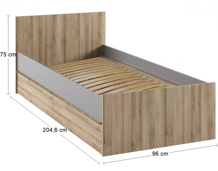Jednolôžková posteľ s roštom a úložným priestorom Boran 90 - dub artisan / sivá