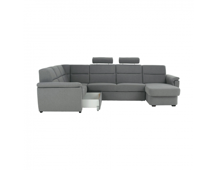 Rohová sedačka U s rozkladom a úložným priestorom Born U P - sivá