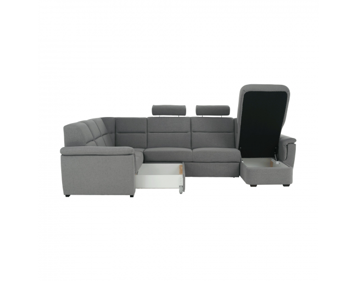 Rohová sedačka U s rozkladom a úložným priestorom Born U P - sivá