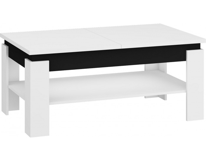 Rozkladací konferenčný stolík Boston - biela / čierny lesk