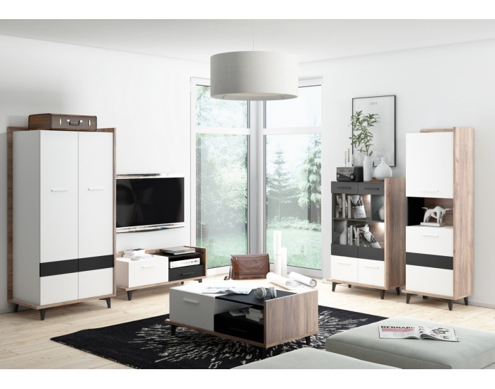 Komoda Box BOX-01 - craft tobaco / biela / čierna