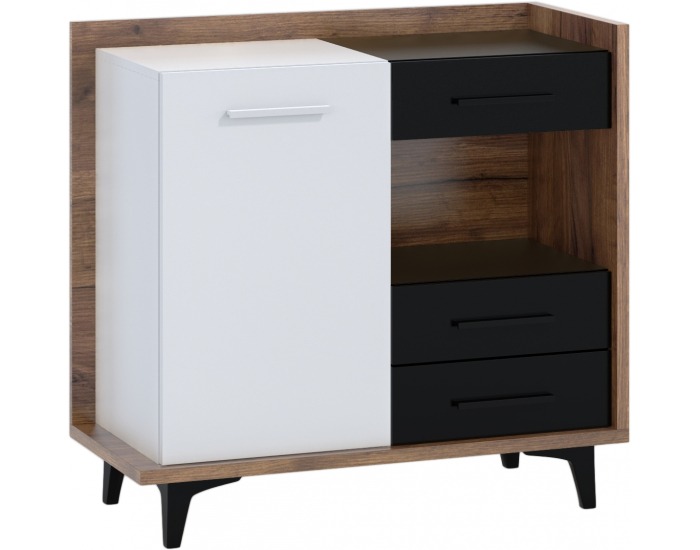 Komoda Box BOX-01 - craft tobaco / biela / čierna