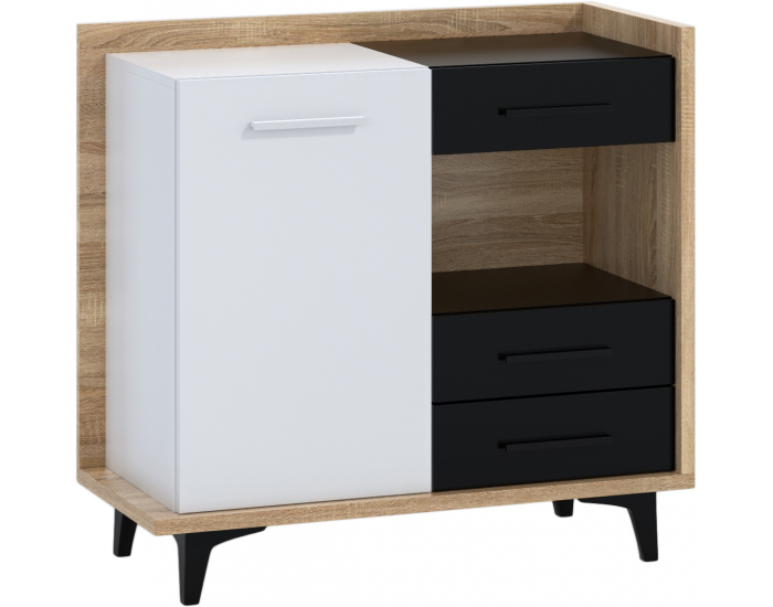 Obývacia izba Box - sonoma svetlá / biela / čierna