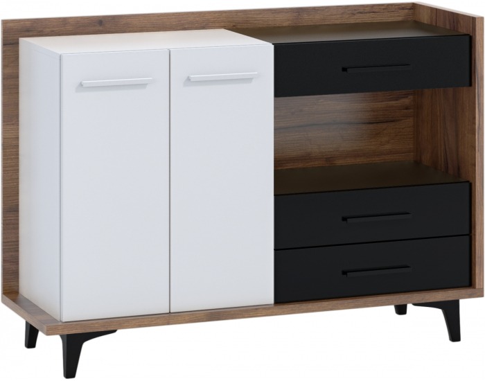 Komoda Box BOX-02 - craft tobaco / biela / čierna