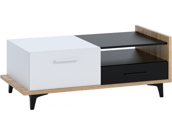 Konferenčný stolík Box BOX-03 - sonoma svetlá / biela / čierna