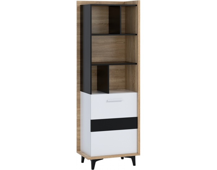 Regál Box BOX-06 - sonoma svetlá / biela / čierna