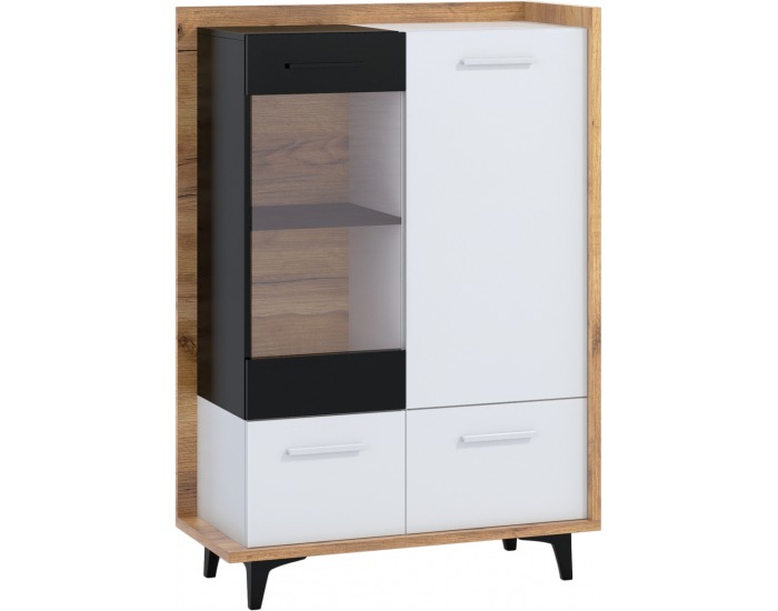 Vitrína Box BOX-13 - craft zlatý / biela / čierna