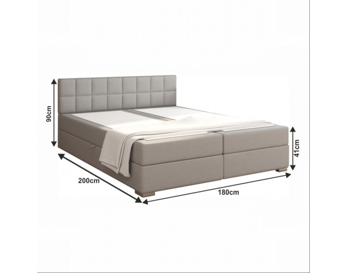 Boxspringová manželská posteľ Ferata 180x200 cm - svetlosivá