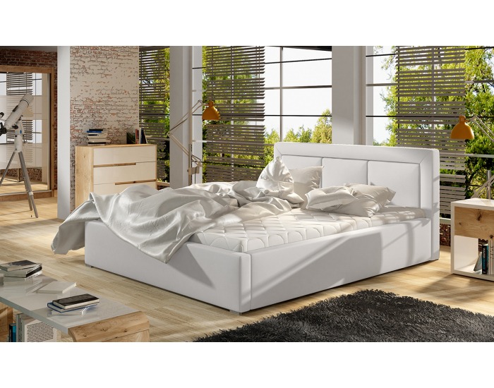 Čalúnená manželská posteľ s roštom Branco UP 200 - biela