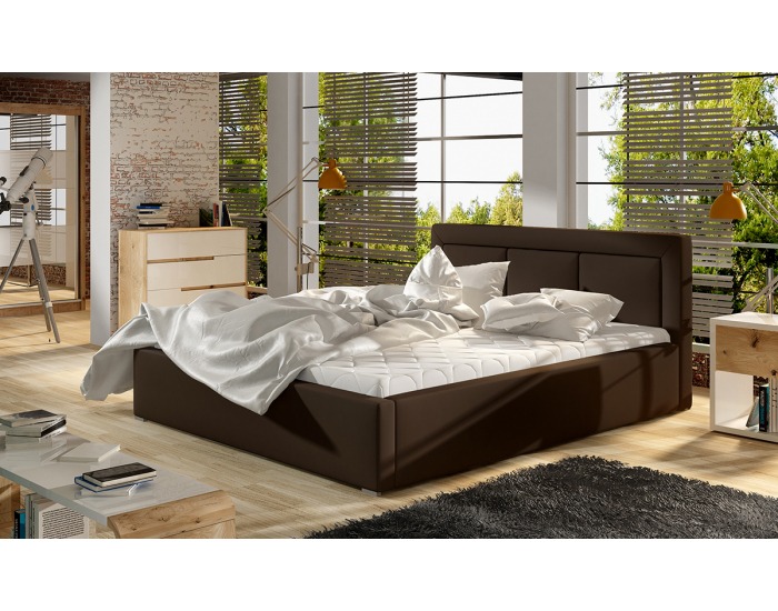 Čalúnená manželská posteľ s roštom Branco UP 200 - tmavohnedá (Soft 66)