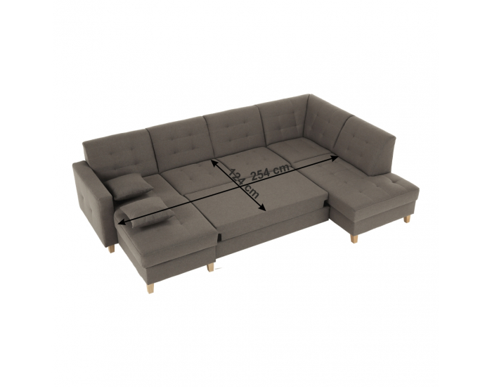 Rohová sedačka U s rozkladom a úložným priestorom Bridget L - sivohnedá (taupe)