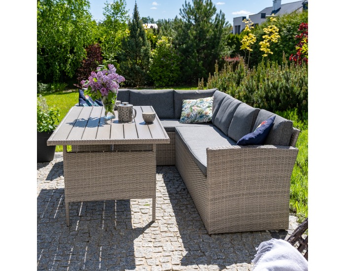 Záhradný nábytok z umelého ratanu Brillante - svetlosivá / sivá