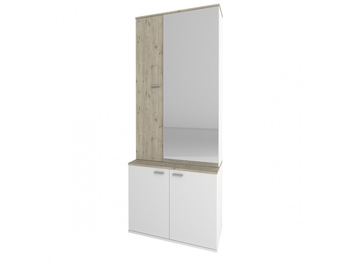 Predsieň so zrkadlom Bristol S - biela / dub wellington