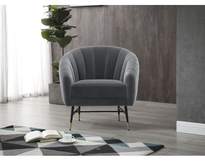 Kreslo Britney - sivá / čierna / zlatá