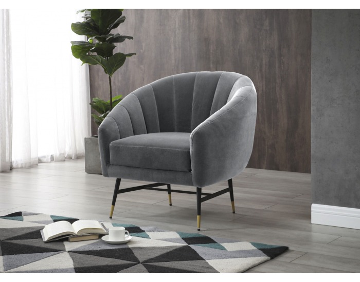 Kreslo Britney - sivá / čierna / zlatá