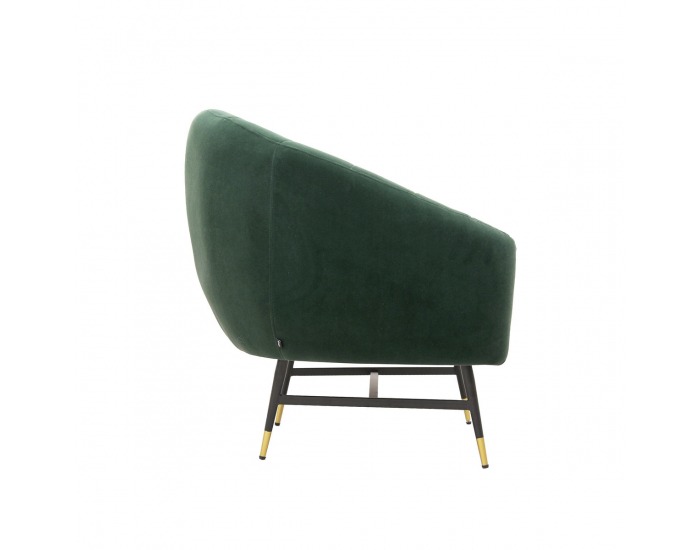 Kreslo Britney - tmavozelená / čierna / zlatá