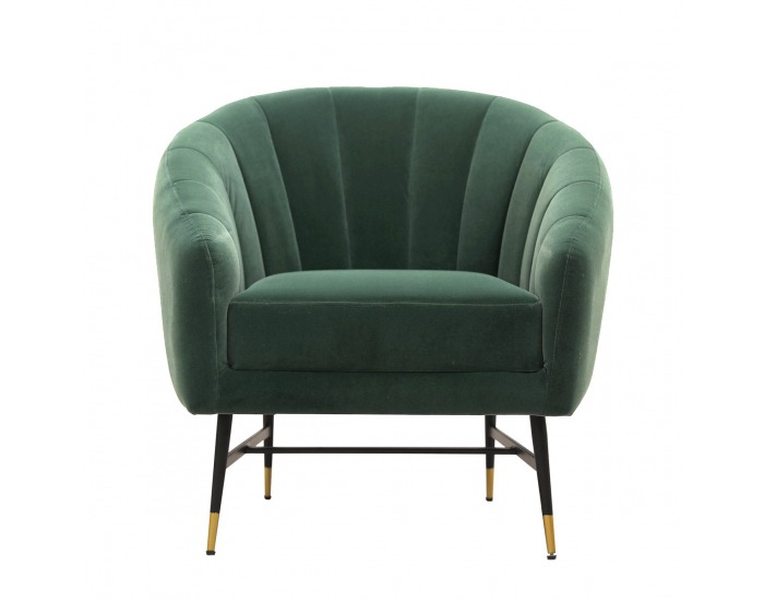 Kreslo Britney - tmavozelená / čierna / zlatá