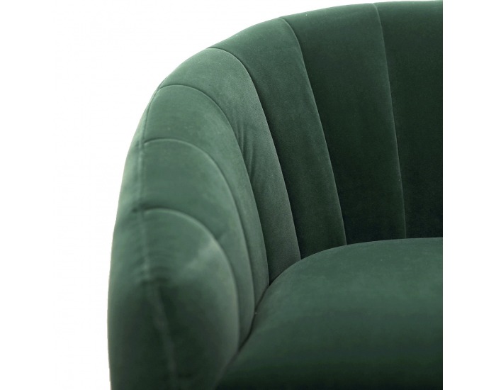 Kreslo Britney - tmavozelená / čierna / zlatá