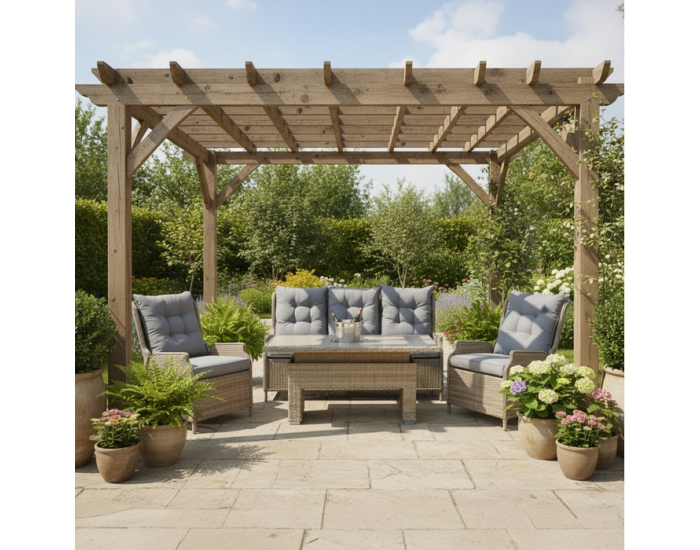 Záhradný set Bronte - hnedosivá / sivá