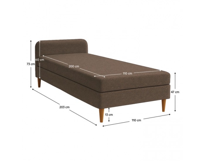 Čalúnená jednolôžková posteľ s matracom Bruny 110 - hnedá