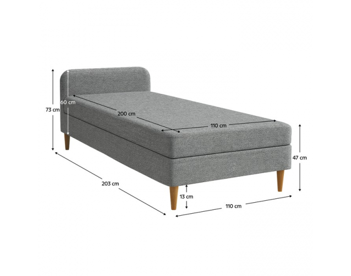 Čalúnená jednolôžková posteľ s matracom Bruny 110 - sivá