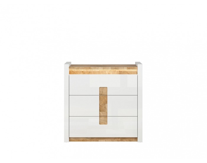 Komoda s osvetlením Alameda KOM3S - biely lesk / dub westminster