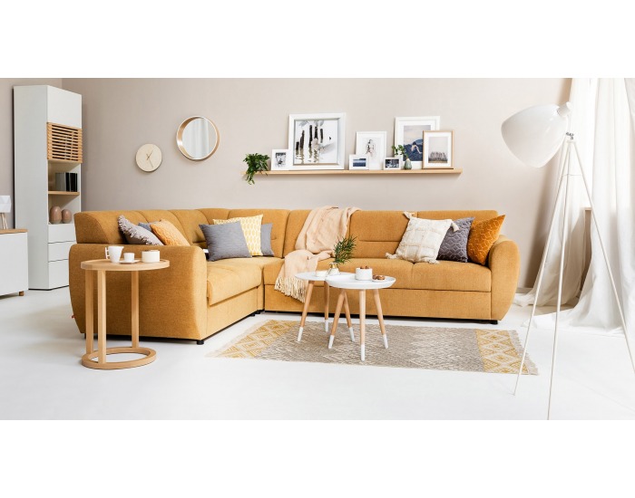 Rohová sedačka s rozkladom a úložným priestorom Algarve L - žltá