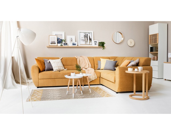 Rohová sedačka s rozkladom a úložným priestorom Algarve P - žltá