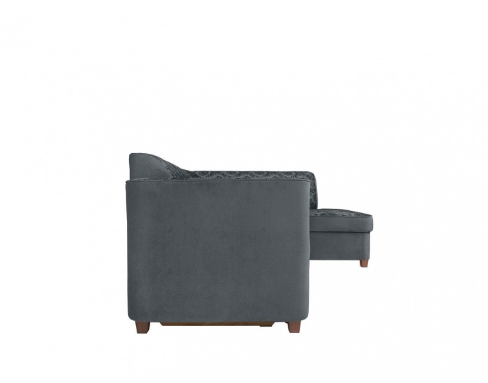 Rohová sedačka s rozkladom a úložným priestorom Amberg P - tmavosivá / vzor / drevo (TX061)