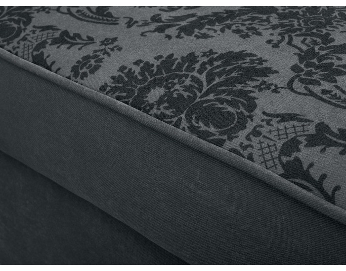 Rohová sedačka s rozkladom a úložným priestorom Amberg P - tmavosivá / vzor / drevo (TX061)