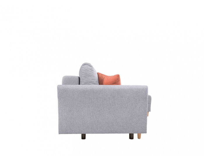 Rohová sedačka s rozkladom Aradena Lux L/P - svetlosivá / koralová / drevo (TX002)